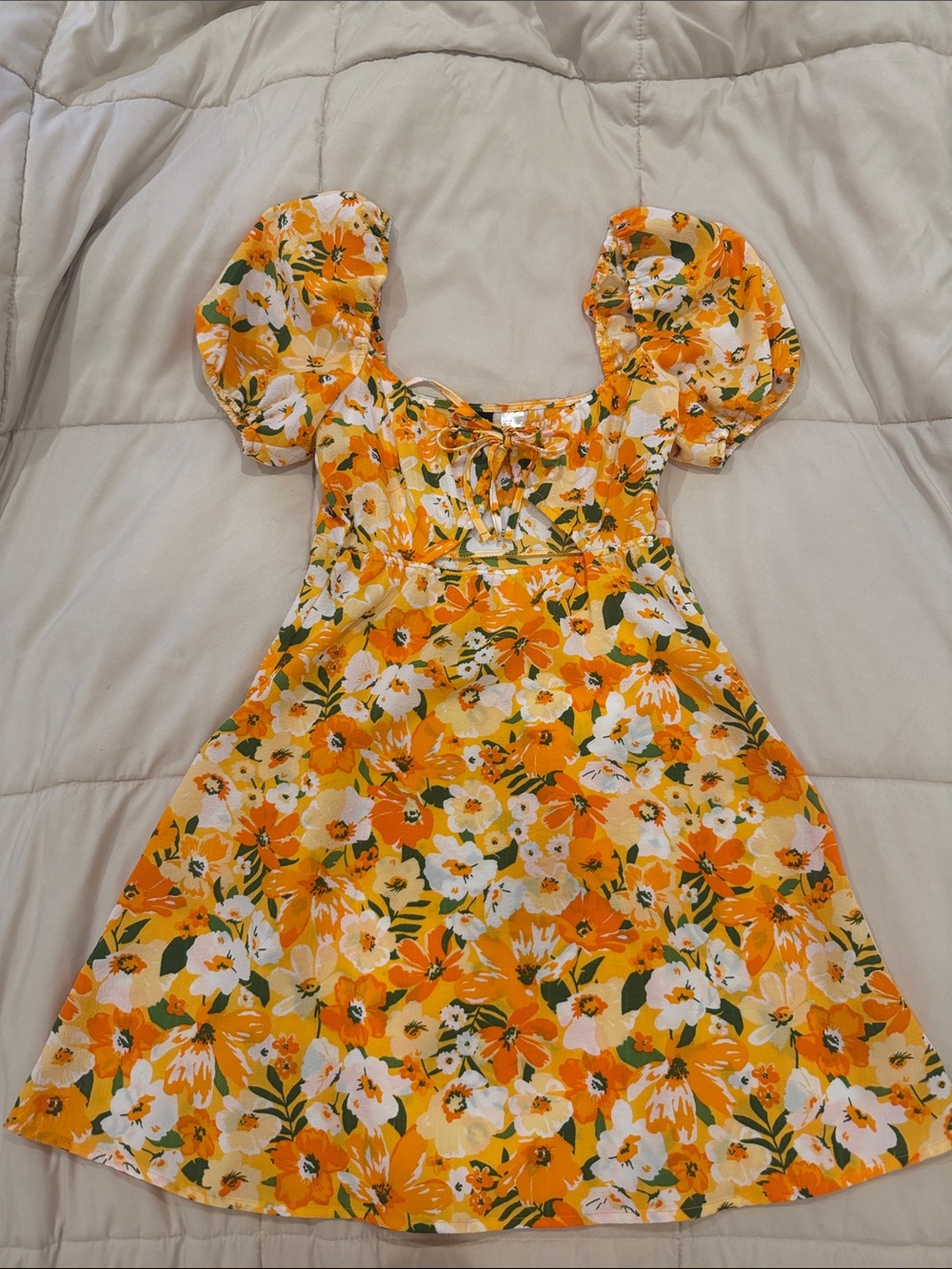 Girls' Floral Puff Sleeve Dress
